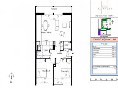 Location Appartement 3 pices PAU 64000