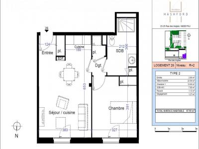 Location Appartement 2 pices PAU 64000