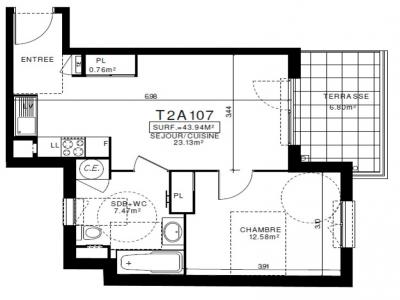 Location Appartement 2 pices CLERMONT-FERRAND 63000