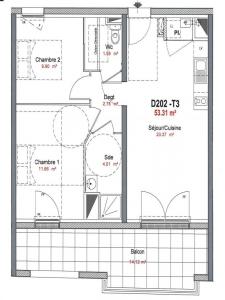 Location Appartement 3 pices NANTES 44300