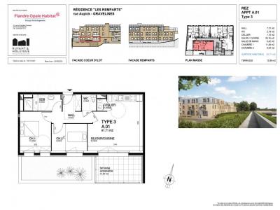 Location Appartement 3 pices GRAVELINES 59820