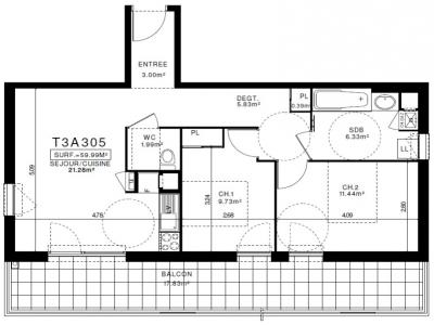 Location Appartement 3 pi�ces CLERMONT-FERRAND 63000