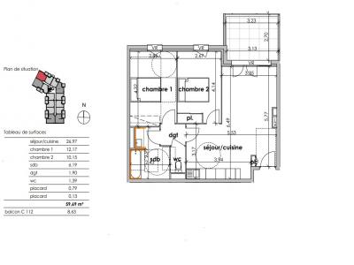 Annonce Vente 3 pices Appartement Sauvian 34