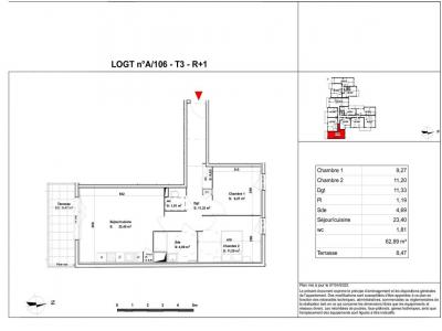 Louer Appartement 62 m2 Ville-aux-dames