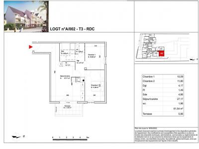 Louer Appartement 61 m2 Ville-aux-dames