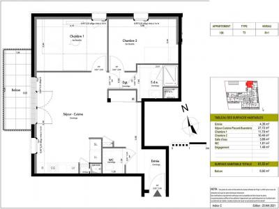 For rent Ponts-de-ce 3 rooms 61 m2 Maine et loire (49130) photo 1