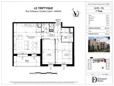 Annonce Location 3 pices Appartement Amiens 80