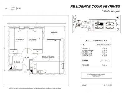 For rent Merignac 3 rooms 62 m2 Gironde (33700) photo 1