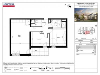 For rent Tours 3 rooms 61 m2 Indre et loire (37100) photo 1