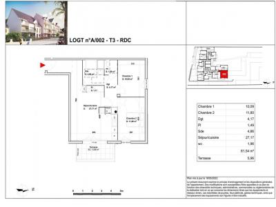 Louer Appartement 61 m2 Ville-aux-dames