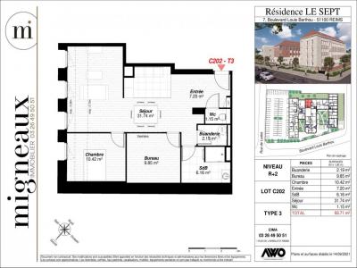 For rent Reims 3 rooms 68 m2 Marne (51100) photo 2