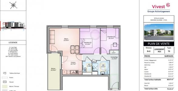 For rent Marange-silvange 68 m2 Moselle (57159) photo 1