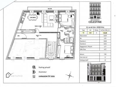 For sale Vichy 3 rooms 63 m2 Allier (03200) photo 2