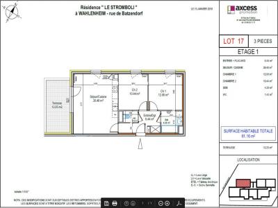 For rent Wahlenheim 3 rooms 61 m2 Bas rhin (67170) photo 1