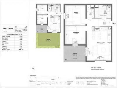 For rent Bezannes 3 rooms 58 m2 Marne (51430) photo 1