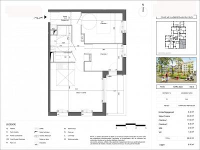 For rent Tours 3 rooms 58 m2 Indre et loire (37100) photo 2