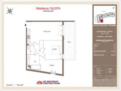 For rent Montpellier 3 rooms 53 m2 Herault (34070) photo 2