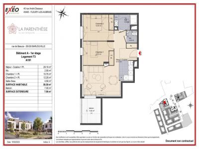 For rent Barjouville 3 rooms 58 m2 Eure et loir (28630) photo 1