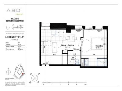 For sale Caen 2 rooms 30 m2 Calvados (14000) photo 2