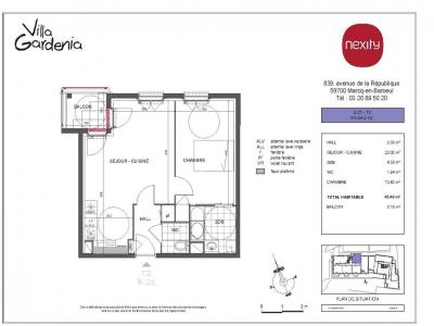 For rent Mons-en-baroeul 2 rooms 46 m2 Nord (59370) photo 1