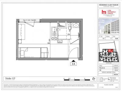 Louer Appartement 18 m2 Lyon-7eme-arrondissement