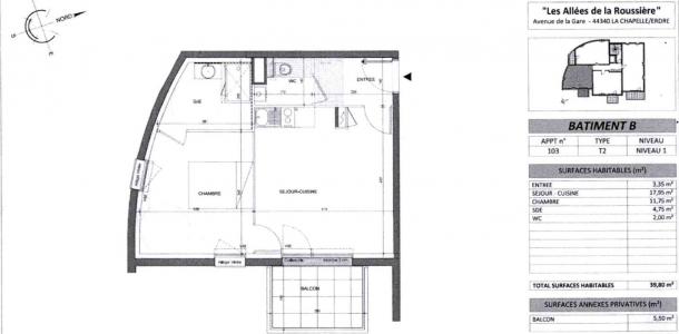 Louer Appartement 39 m2 Chapelle-sur-erdre