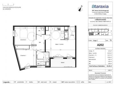 For rent Nantes 3 rooms 63 m2 Loire atlantique (44200) photo 2