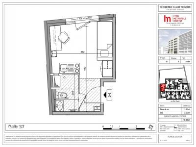 Louer Appartement 16 m2 Lyon-7eme-arrondissement