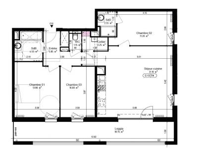 Louer Appartement 82 m2 Lambersart