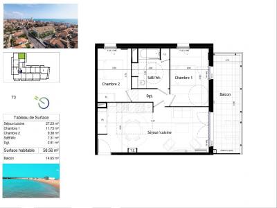 Annonce Vente 3 pi�ces Appartement Valras-plage 34