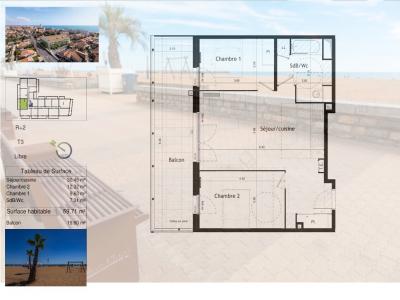 Annonce Vente 3 pi�ces Appartement Valras-plage 34