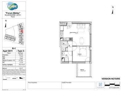 For rent Tours 2 rooms 39 m2 Indre et loire (37100) photo 3