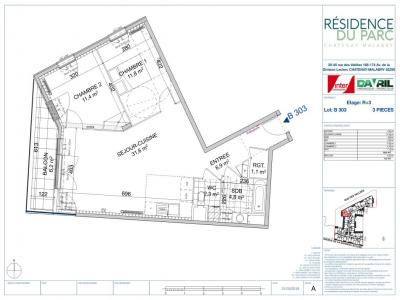 For rent Chatenay-malabry 3 rooms 69 m2 Hauts de Seine (92290) photo 3