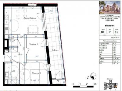 For rent Bischheim 3 rooms 57 m2 Bas rhin (67800) photo 1