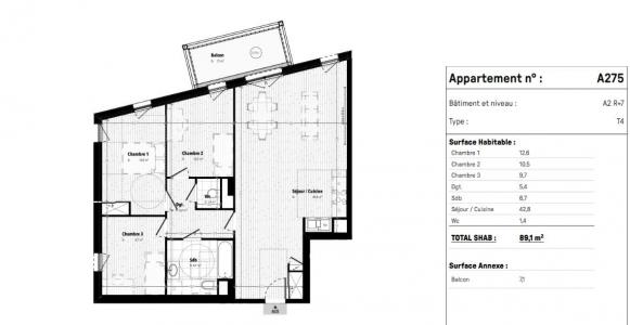 Acheter Appartement 89 m2 Cergy