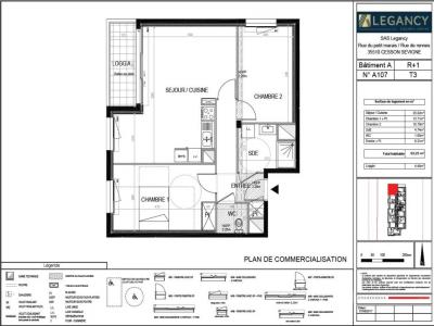 For rent Cesson-sevigne 3 rooms 63 m2 Ille et vilaine (35510) photo 3