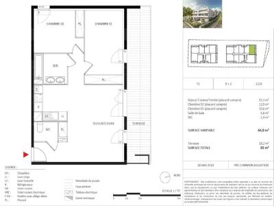 For rent Montpellier 3 rooms 64 m2 Herault (34070) photo 1