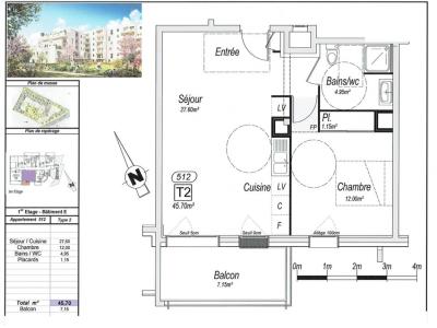 For rent Longvic 2 rooms 45 m2 Cote d'or (21600) photo 2
