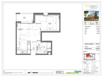 For rent Marquette-lez-lille 2 rooms 44 m2 Nord (59520) photo 2