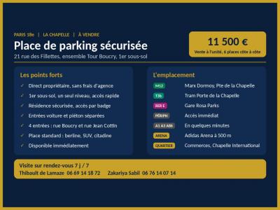 Acheter Parking 9 m2 Paris-18eme-arrondissement