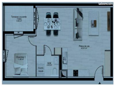 For rent Clouange 2 rooms 58 m2 Moselle (57120) photo 2